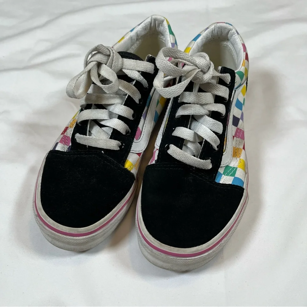 Vans Old Skool Kids Youth Size 2Y Multicolored Checkerboard Walking Shoe Sneaker
